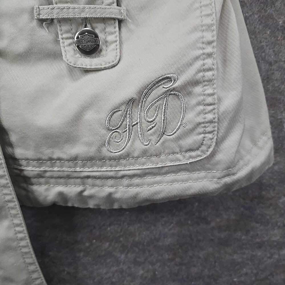 Harley-Davidson Lightweight Belted Khaki Jacket Tan Coat Womens Sz XL Y2K - Picture 11 of 16